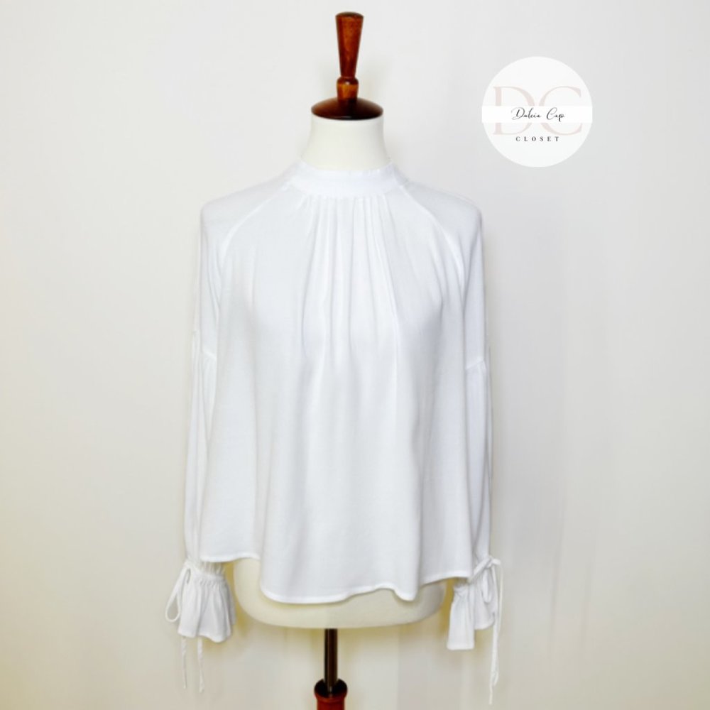 Tie-detailed Chiffon Blouse In White Size M